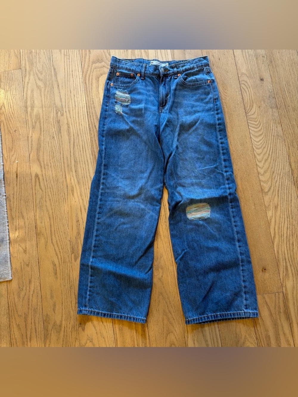 Girls Levi’s Wide Leg Rainbow Distressed Accents Stretch Jeans Size 14